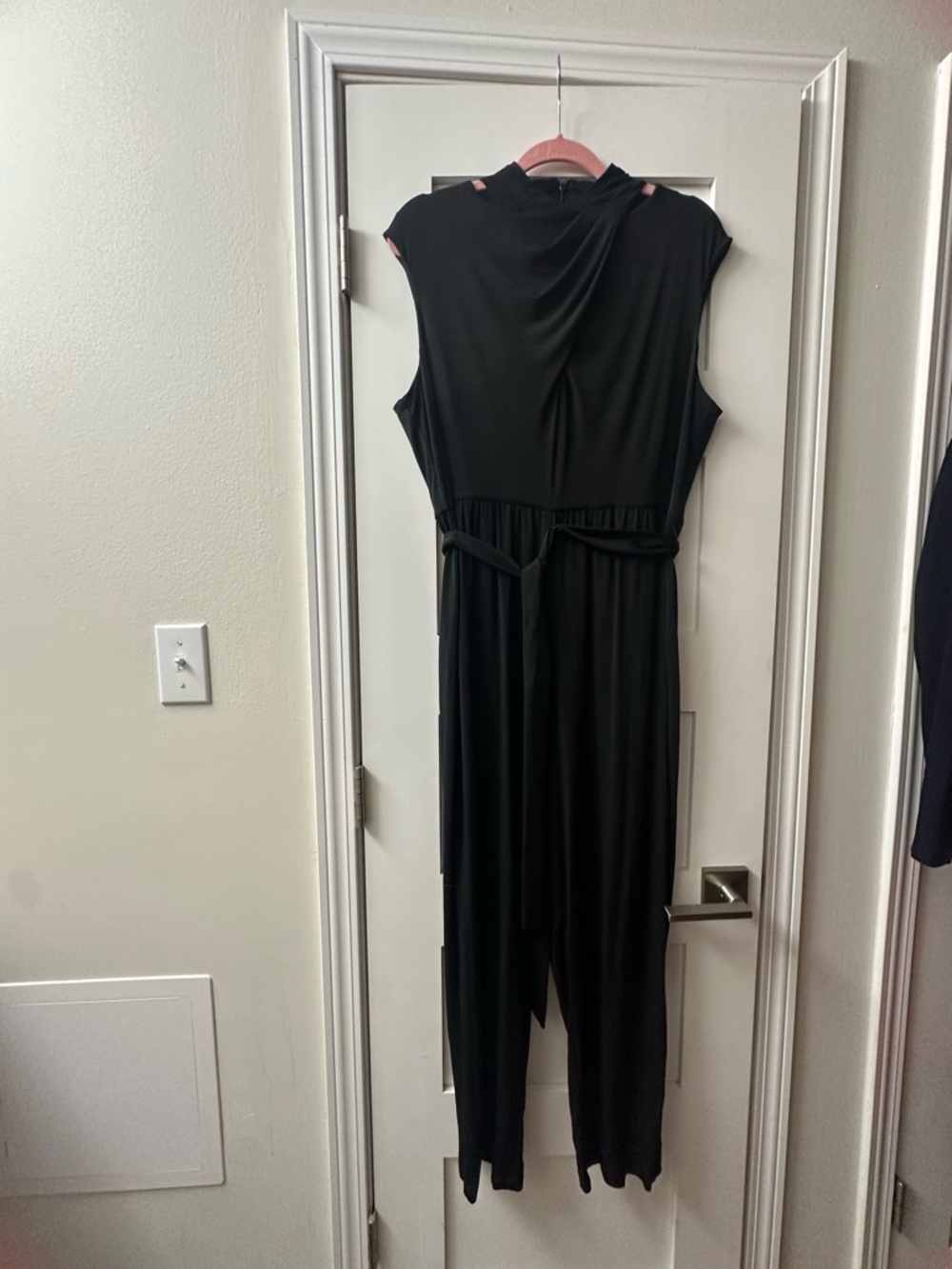 Calvin Klein Black Sleeveless Jumpsuit with Waist Tie